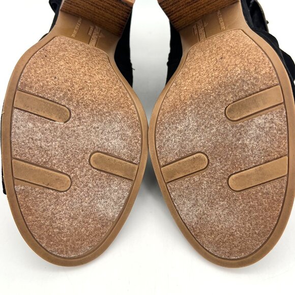 Fergalicious By Fergie Revenge Black Peep-Toe Block Heels Womens 8.5M Zippered - Picture 9 of 16